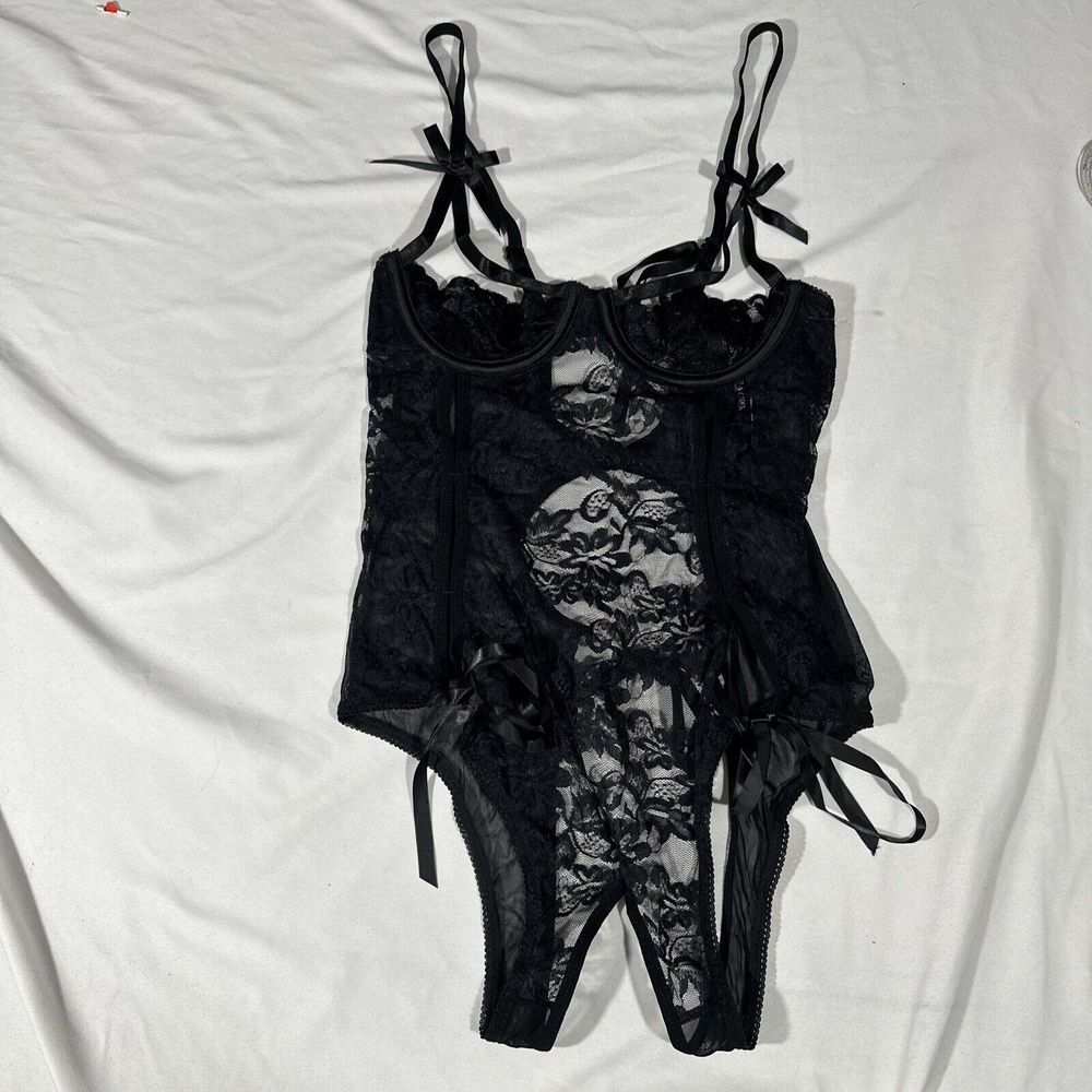 NEW$42 Oh La La Cheri [ OS ] Zara Underwire Open Cup Open Gusset Lace Teddy 6387 - Picture 4 of 15